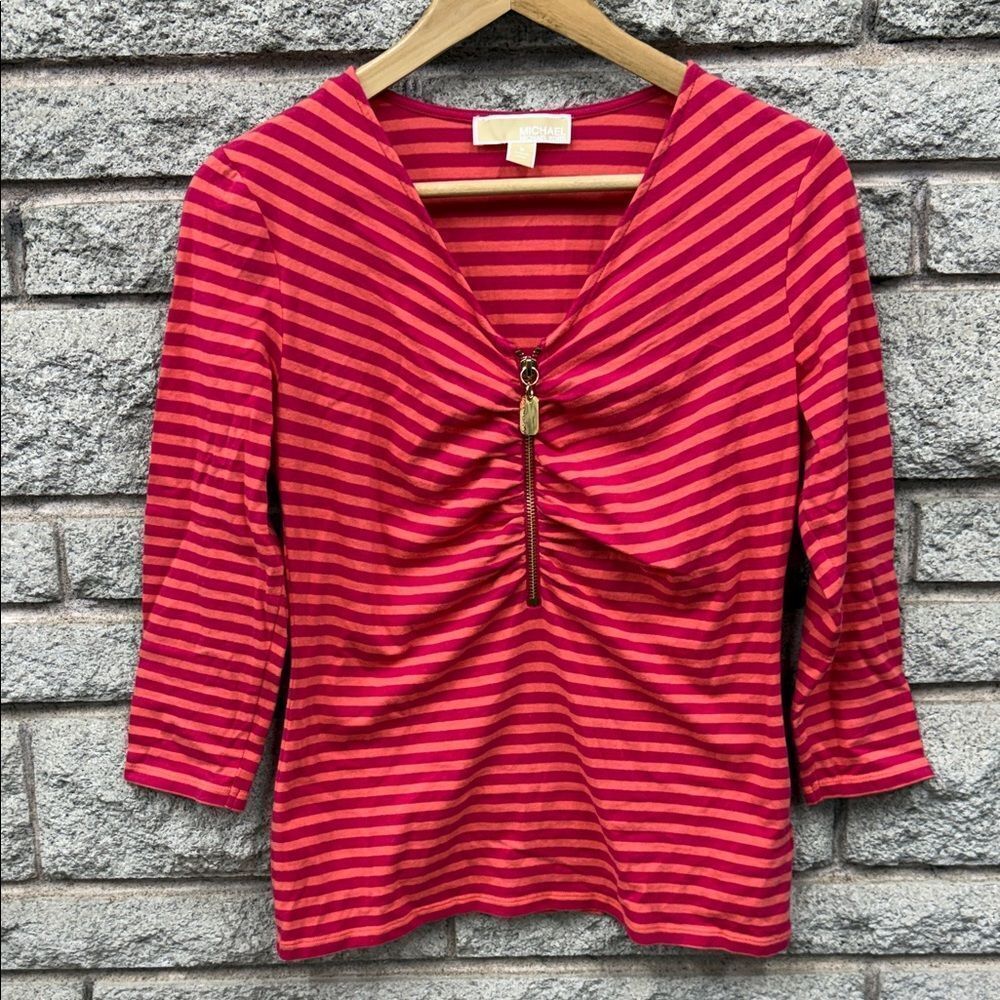 Michael Kors Striped V-Neck Top